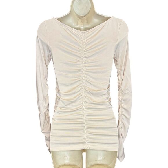 Samsoe Samsoe Ruched Long Sleeved T in Cream NWOT Size XXS - Picture 5 of 8
